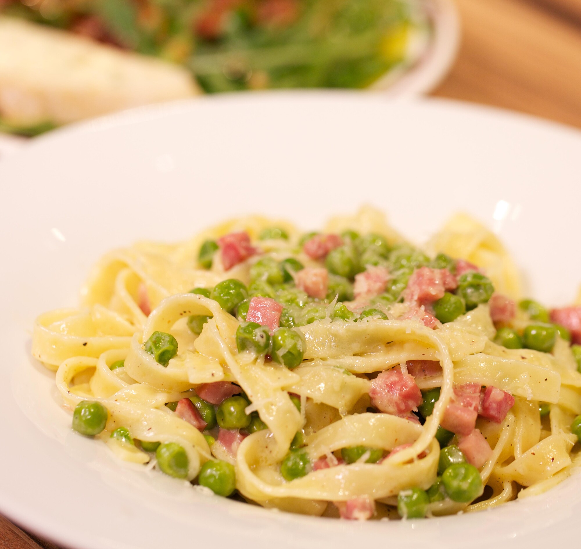 pasta panna e prosciutto piselli
